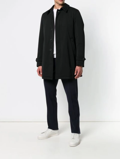 Shop Herno Concealed Zip Coat - Black