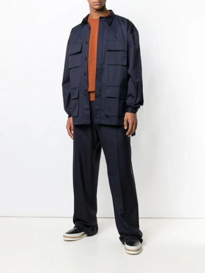 Shop E. Tautz Belted Cargo Jacket In Blue