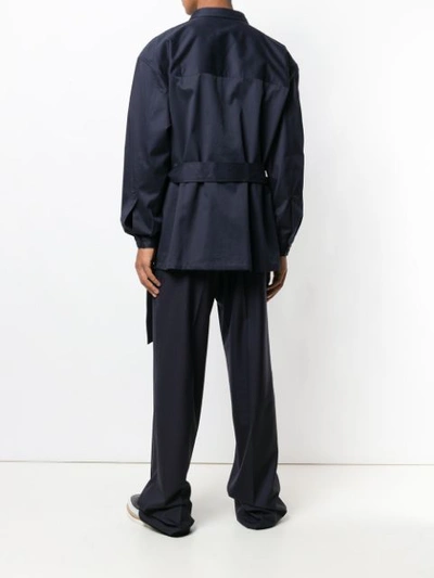 Shop E. Tautz Belted Cargo Jacket In Blue
