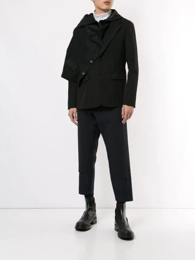 Shop Fumito Ganryu Short Asymmetric Jacket In Black