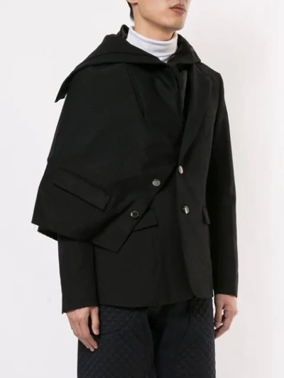 Shop Fumito Ganryu Short Asymmetric Jacket In Black