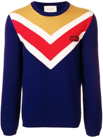 Shop Gucci Chevron Sweater - Blue