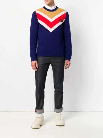 Shop Gucci Chevron Sweater - Blue