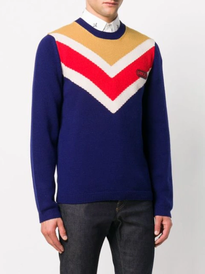 Shop Gucci Chevron Sweater - Blue