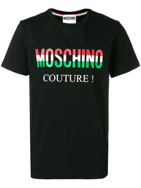 Moschino Italy Logo Printed Jersey T-shirt In A1555 Black | ModeSens
