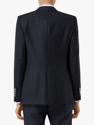 Shop Burberry English Fit Triple Stud Wool Mohair Tailored Jacket In Midnight Blue