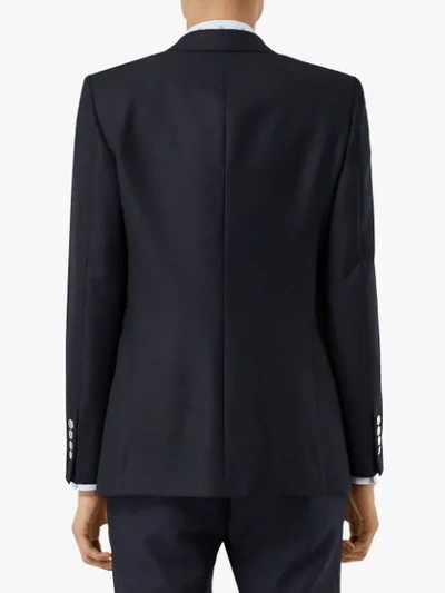 Burberry English Fit Triple Stud Wool Mohair Tailored Jacket In Midnight Blue