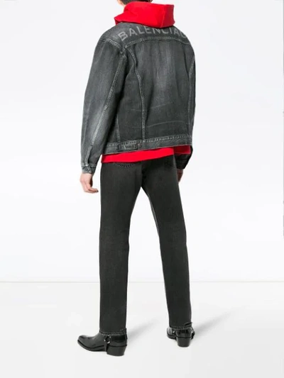 Shop Balenciaga Like A Man Denim Jacket In Grey