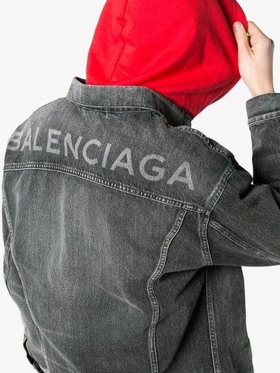 Shop Balenciaga Like A Man Denim Jacket In Grey