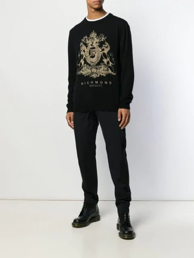 Shop John Richmond Zerizer Intarsia Logo Sweater In Black