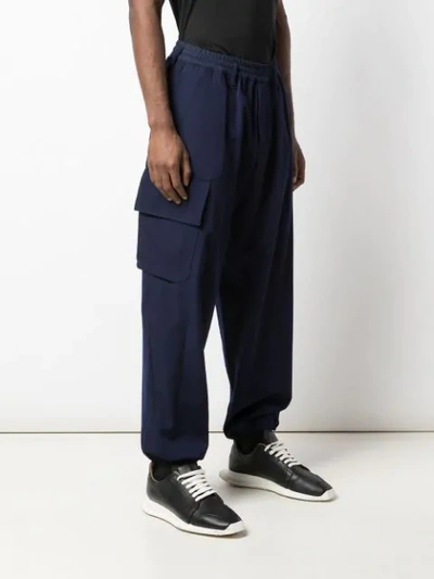 Shop Yohji Yamamoto Rib Waist Pants In Blue
