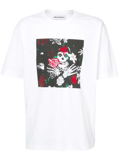 Shop Rochambeau Grim Reaper Printed T-shirt - White