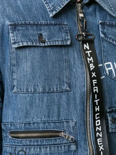Shop Faith Connexion Ntmb Graffiti Denim Jacket In Blue