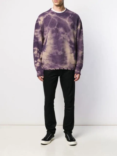 Shop Laneus Faded Distressed Jumper In Purple