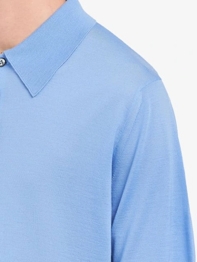 Shop Prada Knitted Polo Shirt In Blau