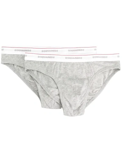Shop Dsquared2 Logo Band Brief Set In Grey