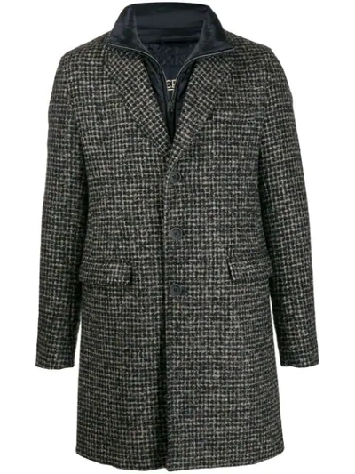 Shop Herno Single Breasted Check Coat In Blue