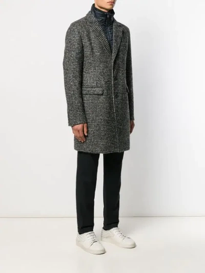 Shop Herno Single Breasted Check Coat In Blue