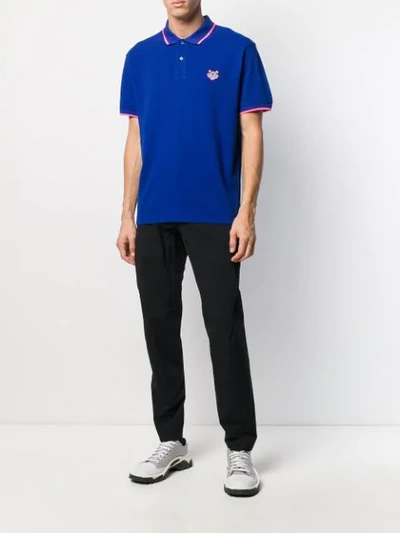Shop Kenzo Tiger Embroidery Polo Shirt In Blue