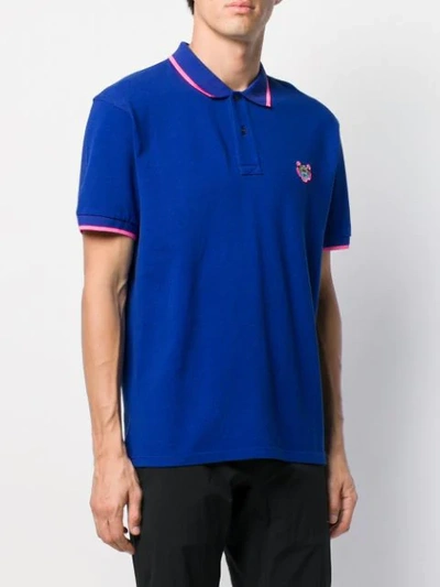 Shop Kenzo Tiger Embroidery Polo Shirt In Blue