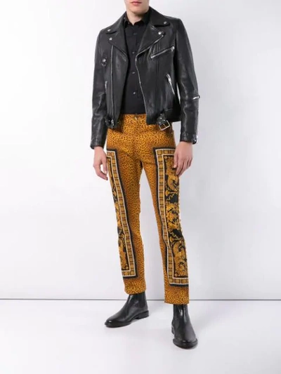 Shop Versace Leopard Slim In Gold