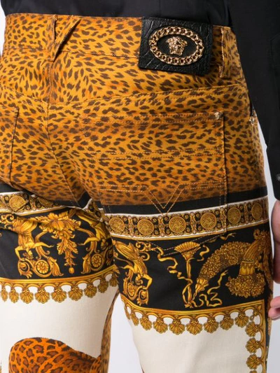 Shop Versace Leopard Slim In Gold