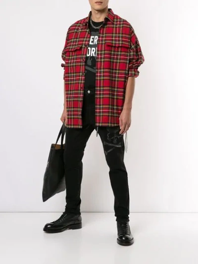 Shop Mastermind Japan Oversized Plaid Shirt In Red