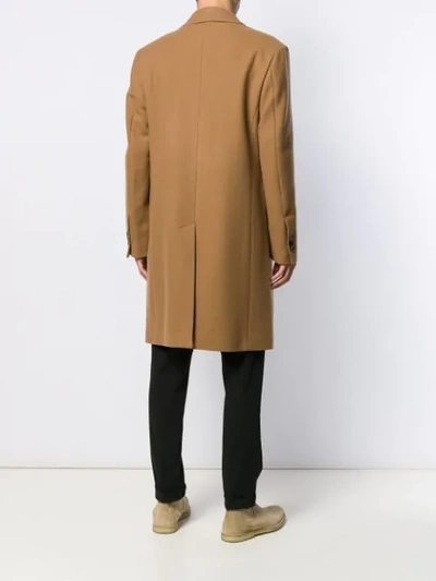 Shop Dondup Single-breasted Fitted Coat In Brown