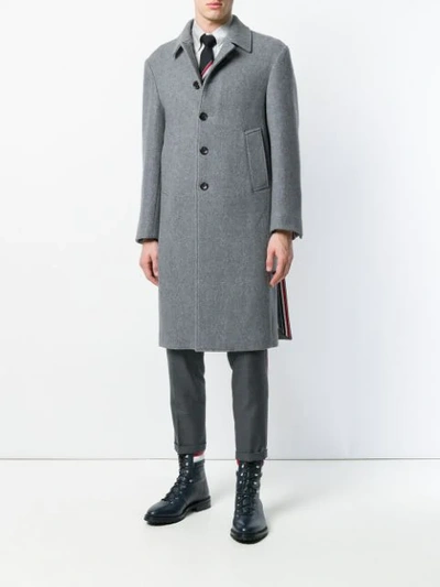 Shop Thom Browne Oversized Repp Check Oxford Shirt - Grey