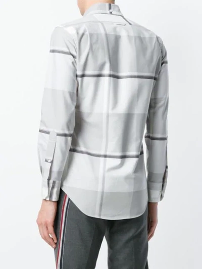 Shop Thom Browne Oversized Repp Check Oxford Shirt - Grey