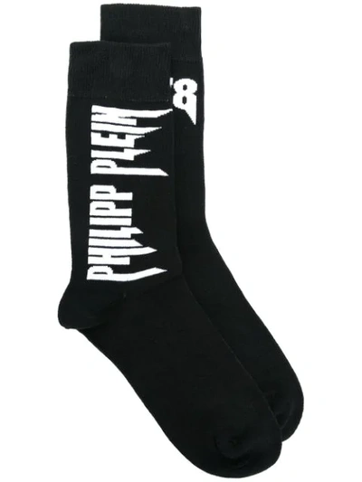 Shop Philipp Plein Logo Socks In Black