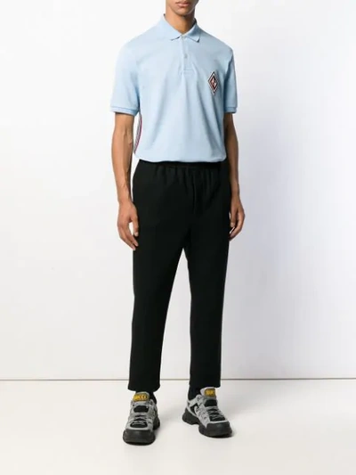 GUCCI EMBROIDERED LOGO PATCH POLO SHIRT - 蓝色