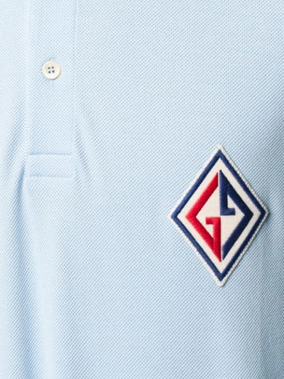 Shop Gucci Embroidered Logo Patch Polo Shirt In Blue