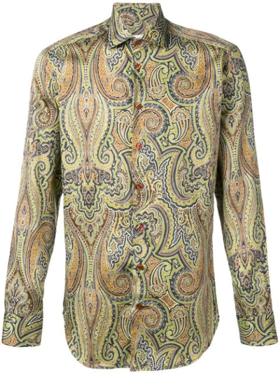 Shop Etro Paisley Print Shirt In Green