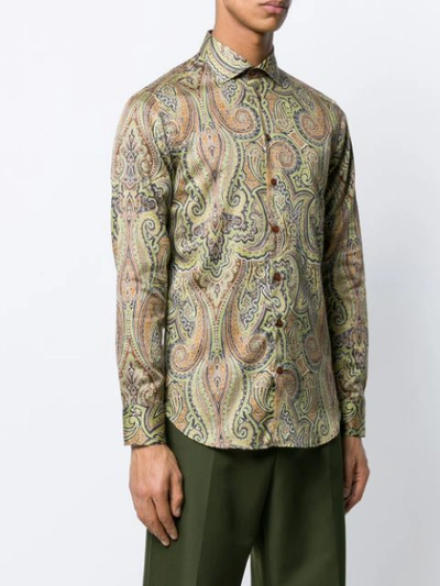 Shop Etro Paisley Print Shirt In Green