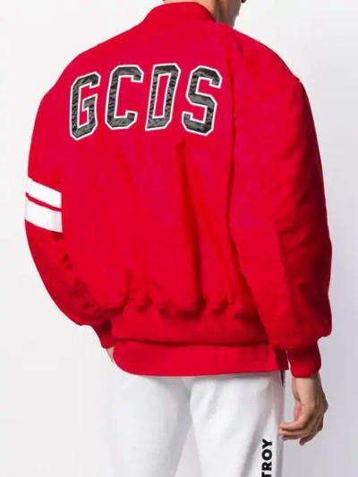 Shop Gcds Logo Bomber Jacket In Red