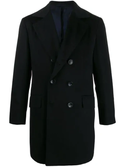 Shop Kiton Cashmere Double-breasted Coat In Blue