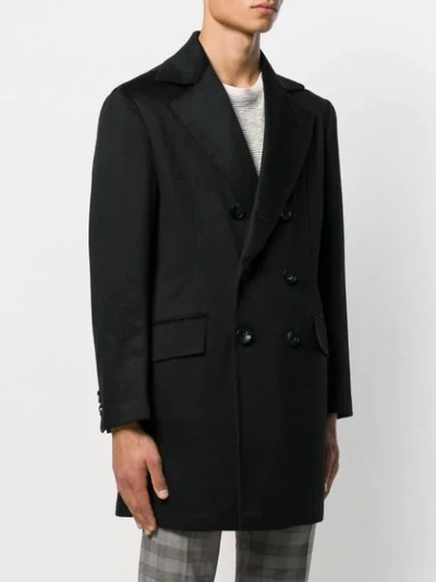 Shop Kiton Cashmere Double-breasted Coat In Blue