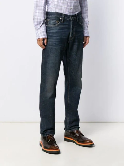 Shop Tom Ford Stonewashed Effect Straight Jeans In Blue