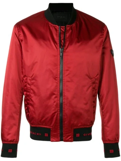 Shop Givenchy Zipped Bomber Jacket In Red