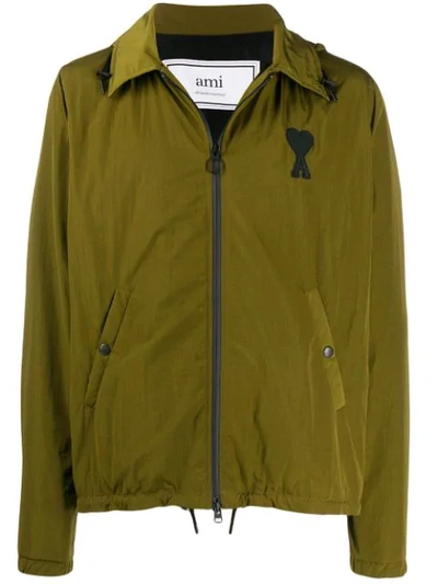 Shop Ami Alexandre Mattiussi Ami De Coeur Windbreaker In Green