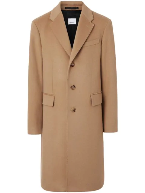 Tailored Wool-blend Coat In Brown 