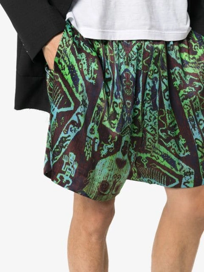 Shop Edward Crutchley Raja Graphic Print Shorts In Green