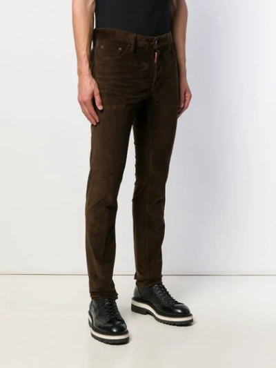 DSQUARED2 SLIM-FIT CORDUROY TROUSERS - 棕色