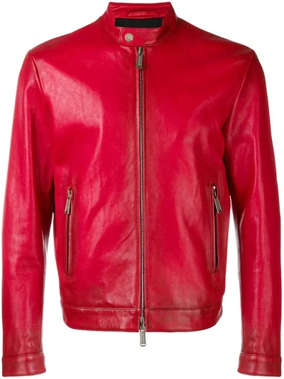 Shop Dsquared2 Leather Jacket In Red