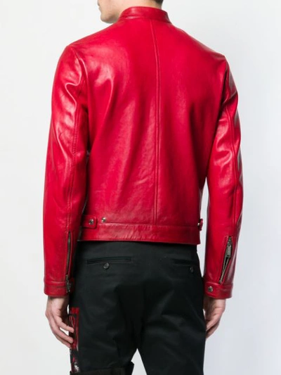 Shop Dsquared2 Leather Jacket In Red