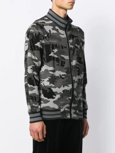 Shop Philipp Plein Camouflage Jogging Jacket In Black