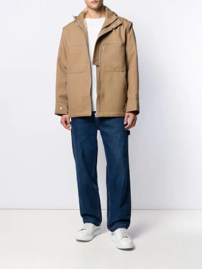 JACQUEMUS CONTRAST STITCHING HOODED JACKET - 大地色