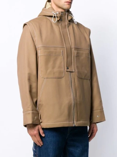 JACQUEMUS CONTRAST STITCHING HOODED JACKET - 大地色