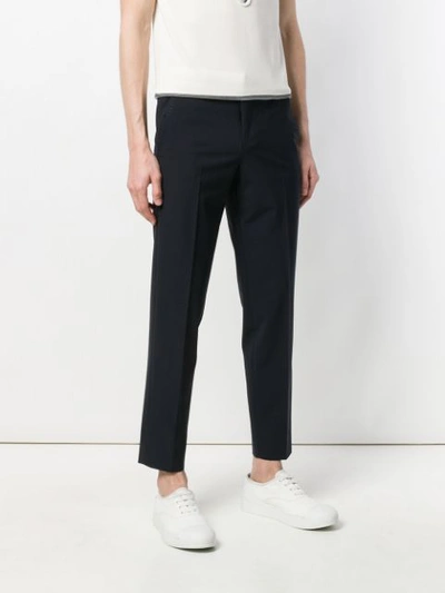 Shop Wooyoungmi Stretch Straight Leg Trousers - Blue